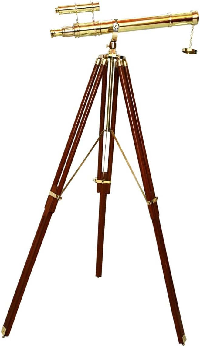 Royal Vintage Nautical Brass Telescope with Wooden Tripod Stand