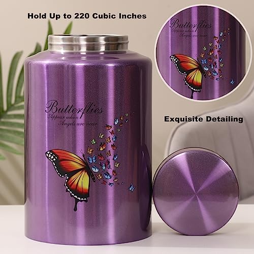Purple Butterfly Cremation Urn for Women Up to 220 lbs
