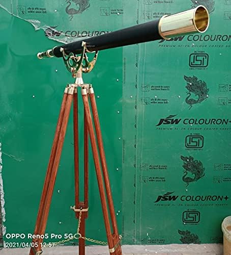 Antique Brass 60 Inch Floor Standing Telescope with Wooden Tripod