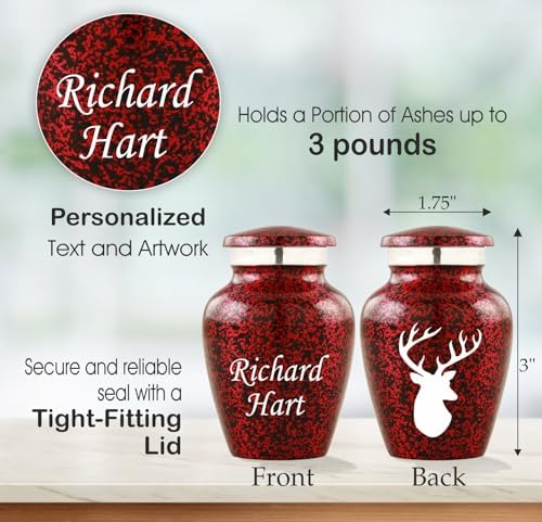 Personalized Engraving Grazing Deer Cremation Urn - Decorative Keepsake for Human Ashes