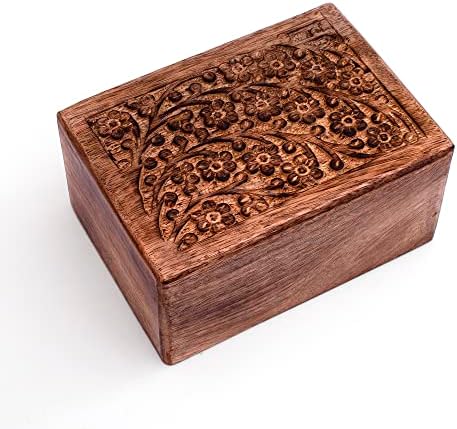Hand Engraved Wooden Urn Box for Pet Ashes