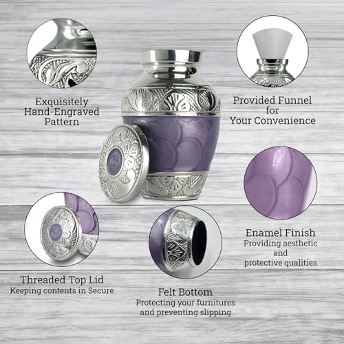 Small Urn for Human Ashes Keepsake Mini Purple Urn