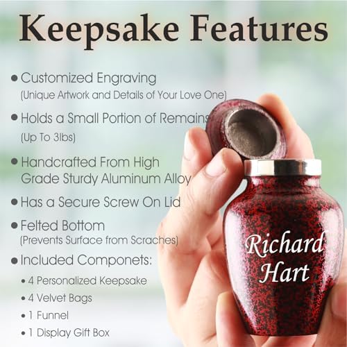 Personalized Butterfly Cremation Urn with Engraving - 4 Small Keepsakes
