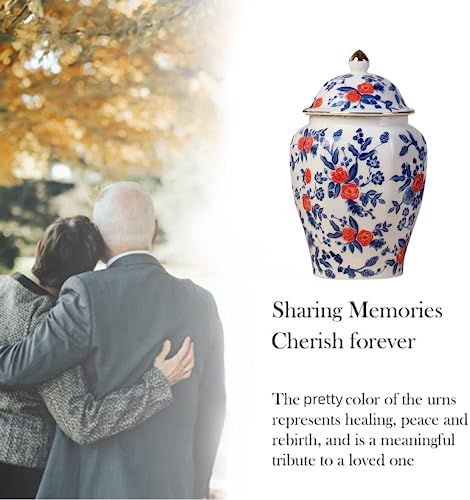 Red Rose Small Urn for Ashes - 8 Inch Ceramic Keepsake