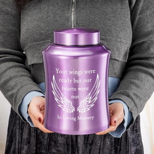 SOITIS Angel Wings Urn for Ashes - 827 Inch Purple Memorial Urn