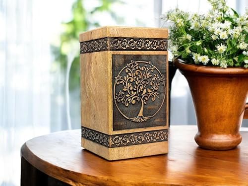 Handcrafted Wooden Cremation Urn with Celtic Cross Design