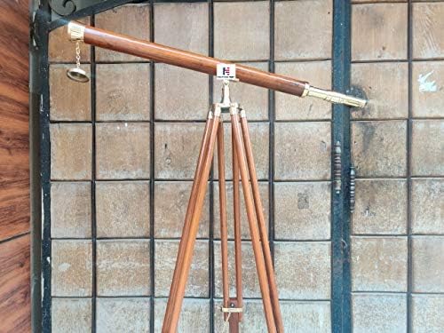 Floor Standing Brass Telescope with Leather Viewfinder 60 Inches