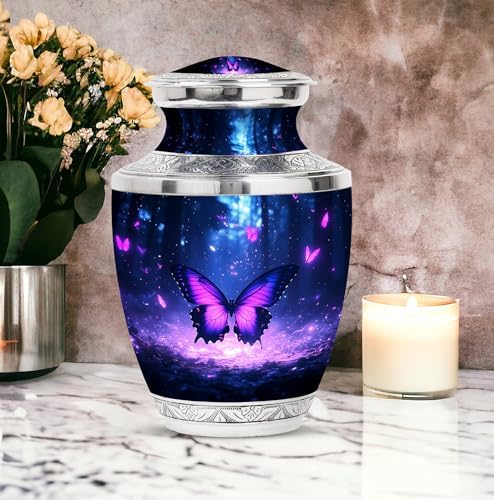 Purple Butterfly Urn Enchanted Forest 10 Inch