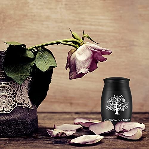 Small Cremation Urn for Sharing Handcrafted Black Keepsake Urn with Tree of Life Engraving