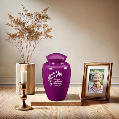 LINES ARTE Purple Butterfly Cremation Urn for Adults