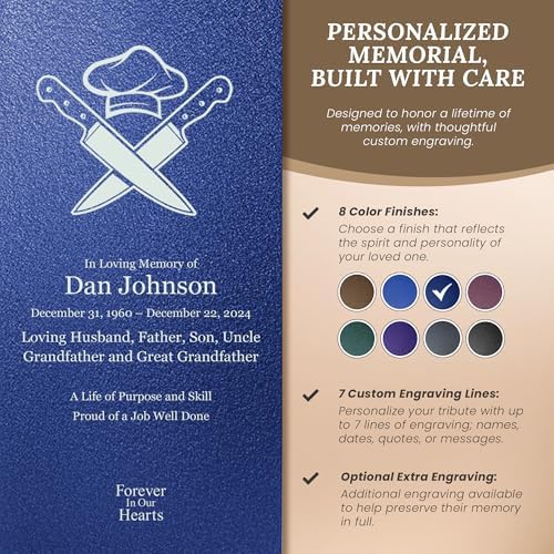 Customizable Cremation Urn with Chef Design - Metal Urn for Human Ashes Made in USA