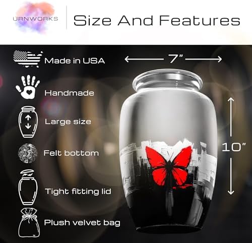 Pearl Grey Butterfly Urn for Human Ashes - Large