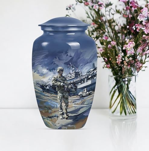 Military Urns Decorative Urns - 10 Inch Metal Urn for Ashes