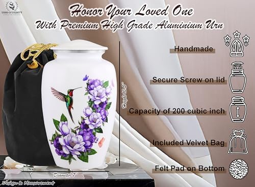 Humming Bird with Magnolia Flower Cremation Urn for Human Ashes - Decorative Urn for Adults