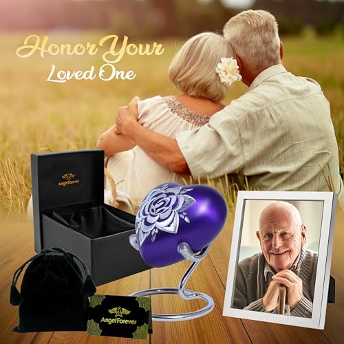 Rose Heart Urn for Human Ashes Purple Mini Cremation Keepsake