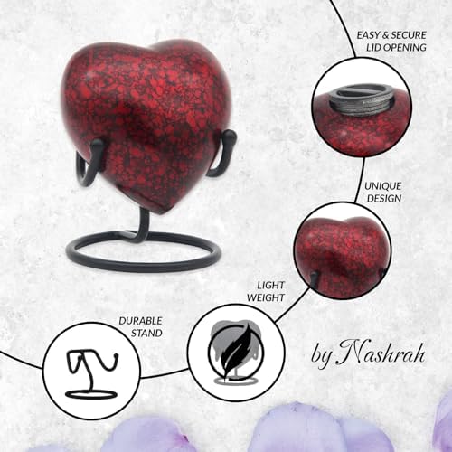 Heart Urn for Human Ashes - Mini Cremation Urn with Secure Lid