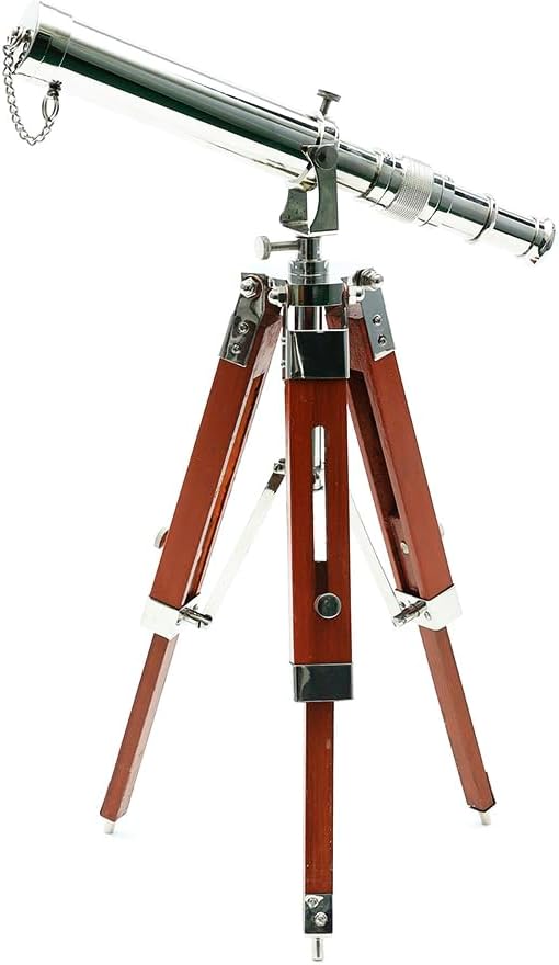 Vintage Brass Telescope with Tripod Stand for Home Decor and Nautical Use