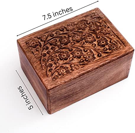 Hand Engraved Wooden Urn Box for Pet Ashes