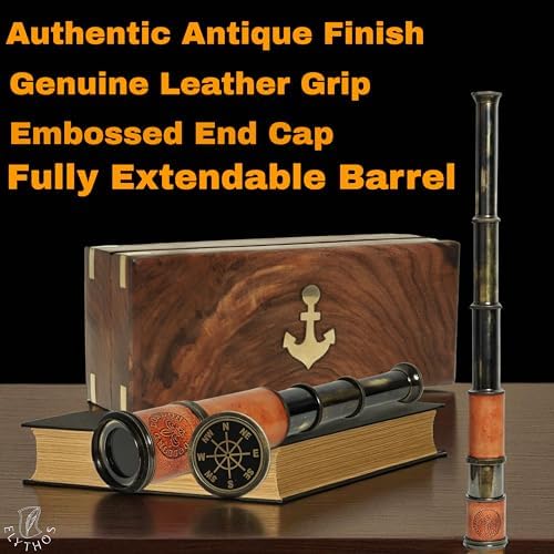 Vintage Brass Telescope with Leather Wrap by Dollond London