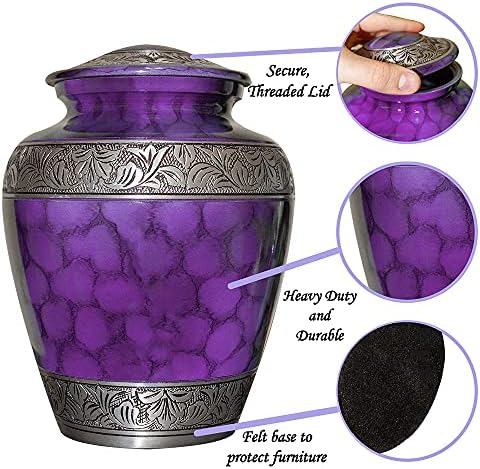NWA Customized Purple Cremation Urn with Velvet Bag