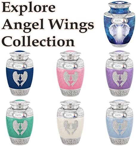 Personalized Purple Angel Wings Cremation Urn for Adult Ashes - 200lbs Handcrafted Decorative Urn with Velvet Bag
