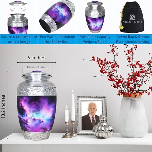 M Meilin Xu Cosmic Galaxy Cremation Urn for Adult Ashes