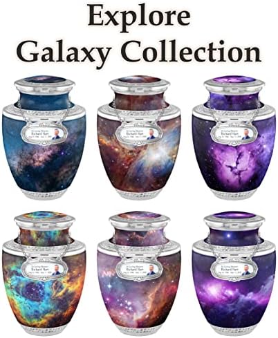 Personalized Purple Nebula Galaxy Cremation Urn for Adult Ashes - 200lbs Burial Urn with Velvet Bag