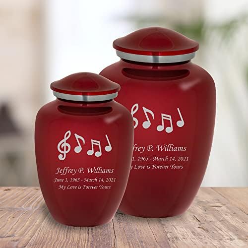 Homage Large Custom Engraved Music Themed Cremation Urn - Crimson
