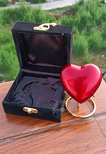 Premium Red Heart Urn with Box and Brass Stand