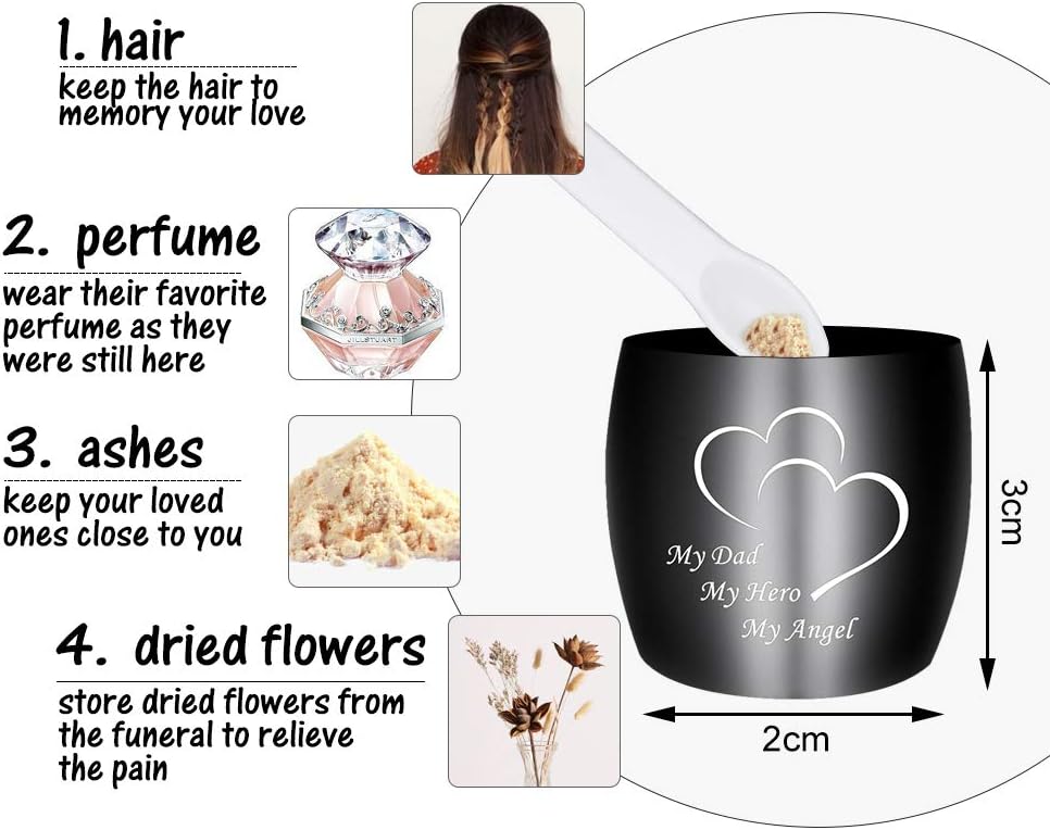 Dletay 157 Inch Mini Urn for Ashes Stainless Steel Keepsake Memorial Holder - My Dad My Hero My Angel