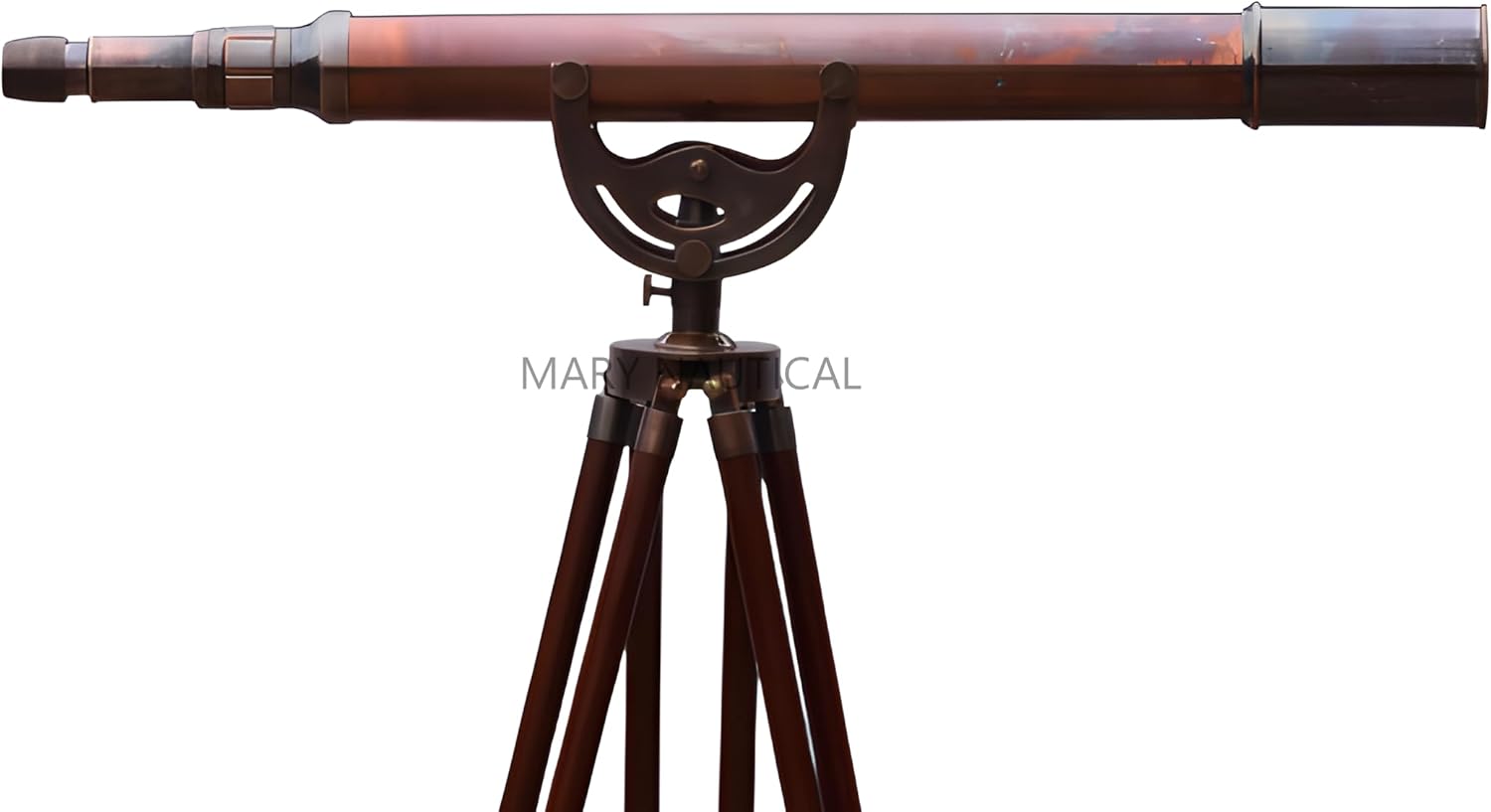Vintage Anchor Style Telescope With Stand Wooden Tripod 50 Inch