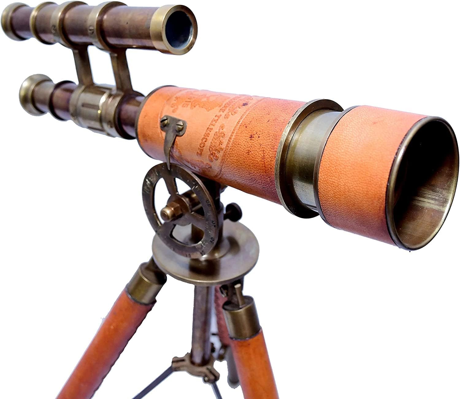Nautical Vintage Marine Brass Leather Telescope Decor