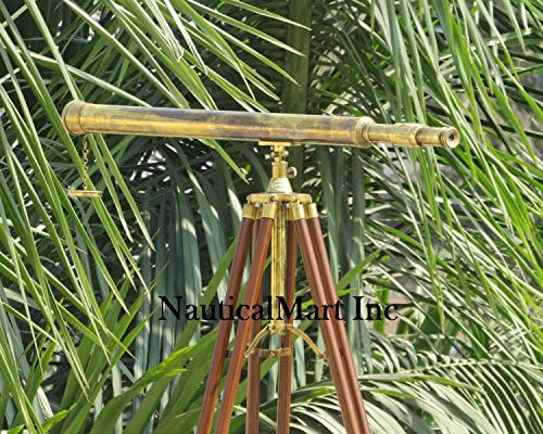 40 Inch Brass Floor Standing Telescope with Wooden Stand