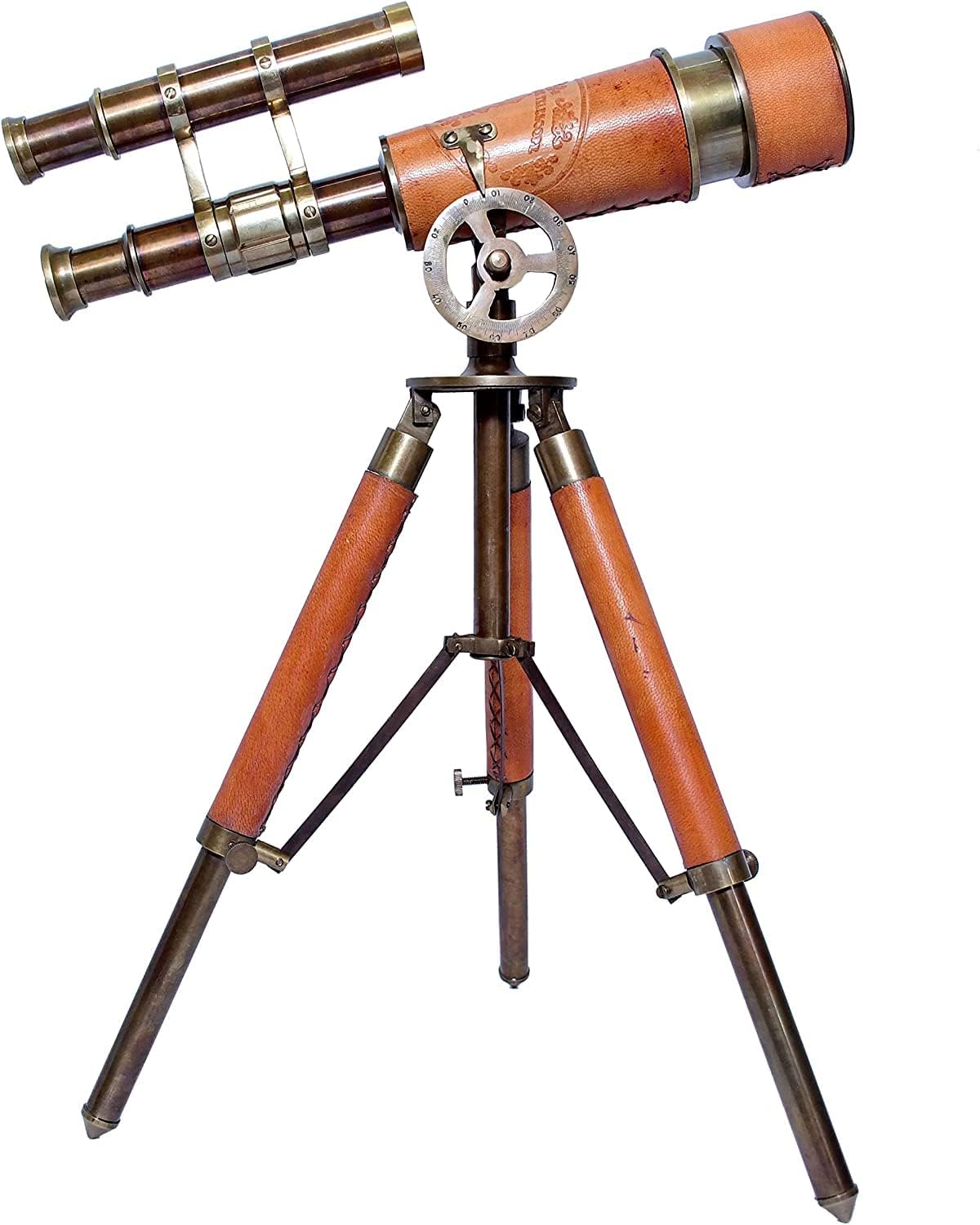 Nautical Vintage Marine Brass Leather Telescope Decor