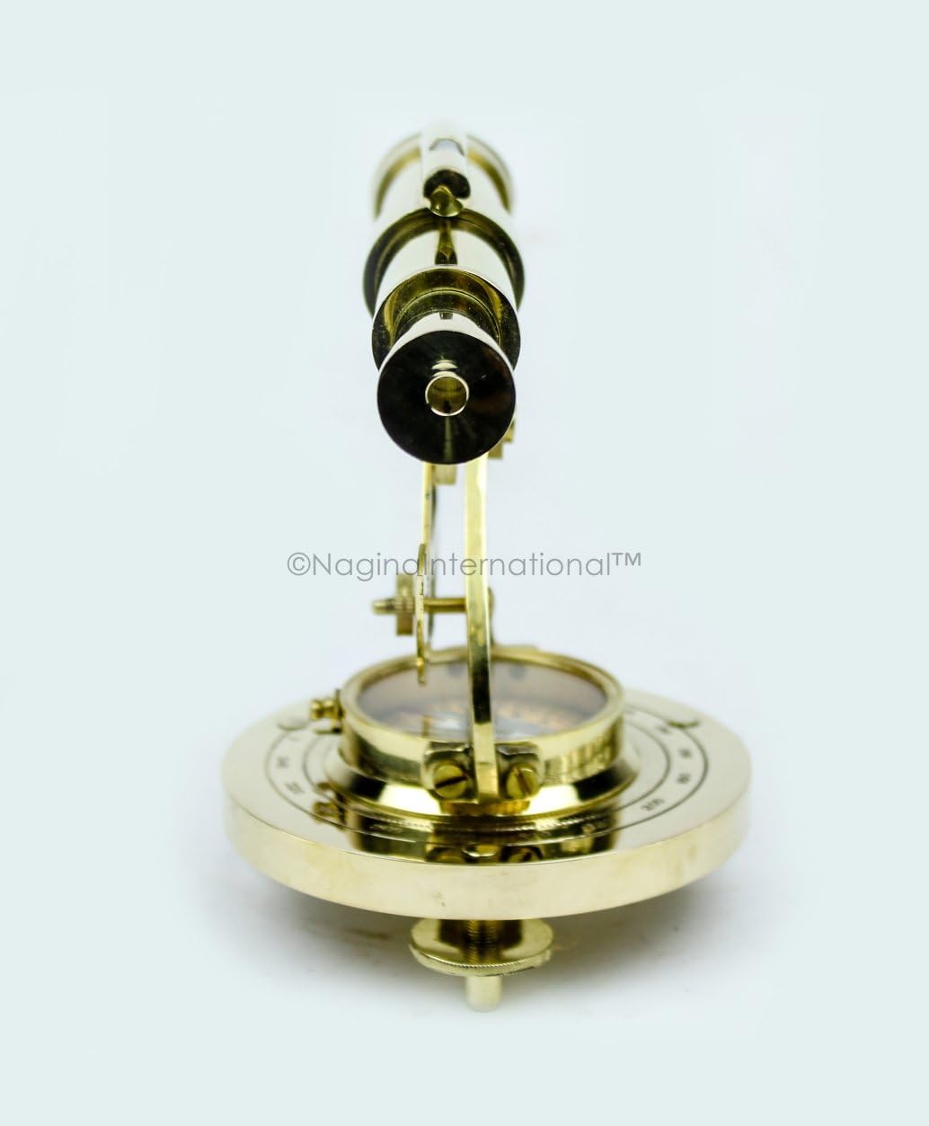 Maritime Polished Brass Telescope Compass with Level Meter Decorative Accent Yellow