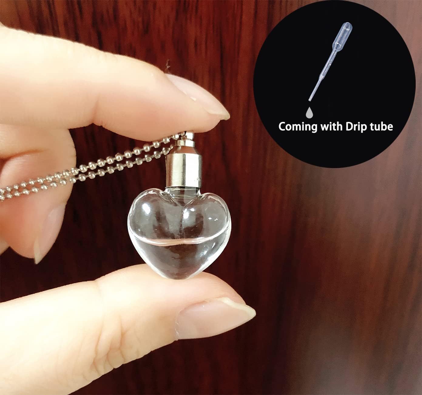 2pcs Heart Shaped Urn Necklace for Ashes Perfume Crystal Memorial Keepsake Pendant