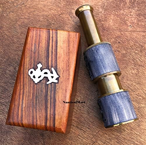 Vintage Brass Telescope with Wooden Box 1