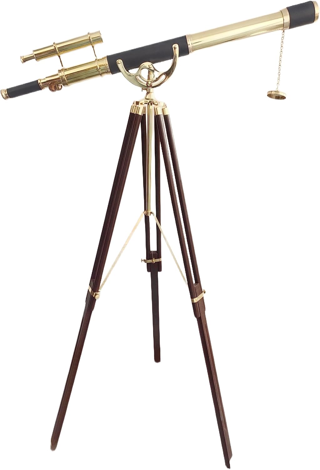 Nautical Brass Double Barrel Telescope Floor Standing Tripod Stand Decor