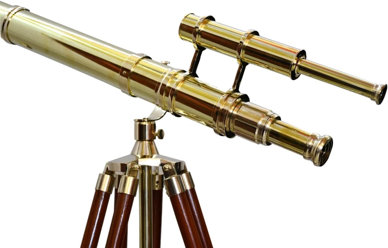 Royal Vintage Nautical Brass Telescope with Wooden Tripod Stand