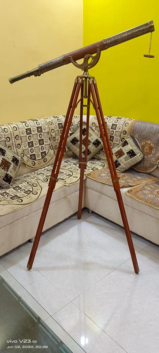 Vintage Anchor Master Floor Standing Telescope 62 Wooden Stand