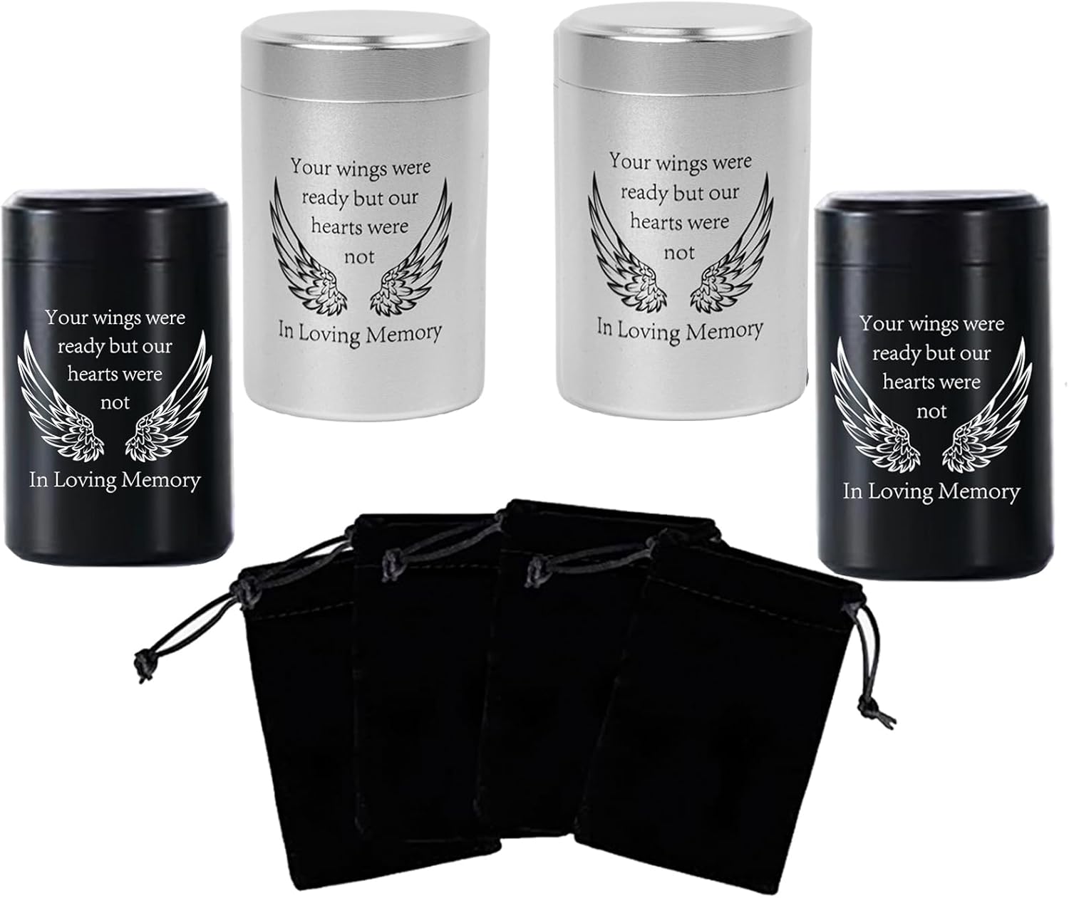 27 Inch Small Urns for Ashes - Set of 4 Aluminium Mini Urns Cremation Urns for Human and Pet Ashes Ashes Holder