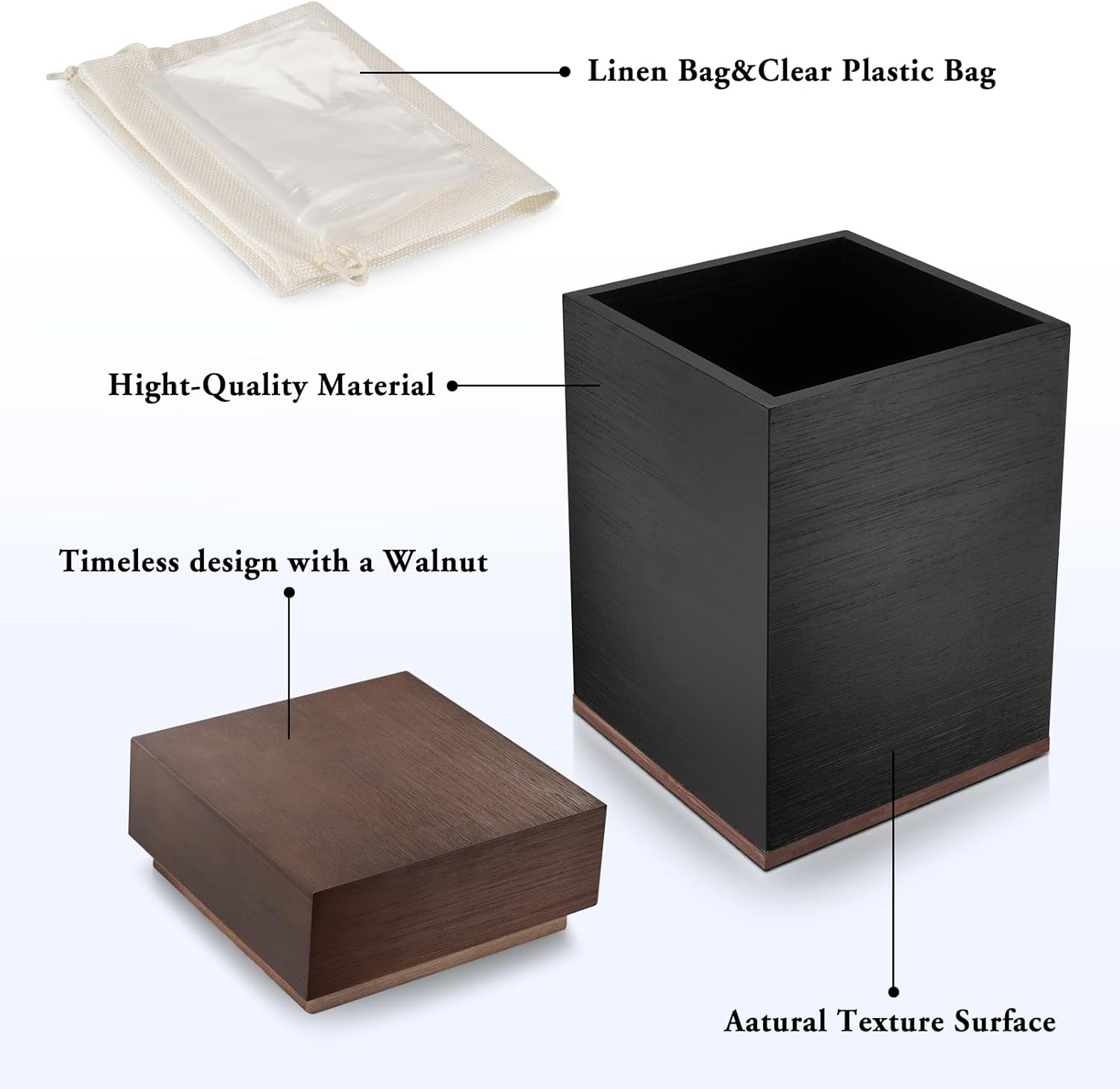 SOITIS Handcrafted Walnut Wood Urn for Ashes - Large Adult Cremation Urn with Bamboo Top and Base