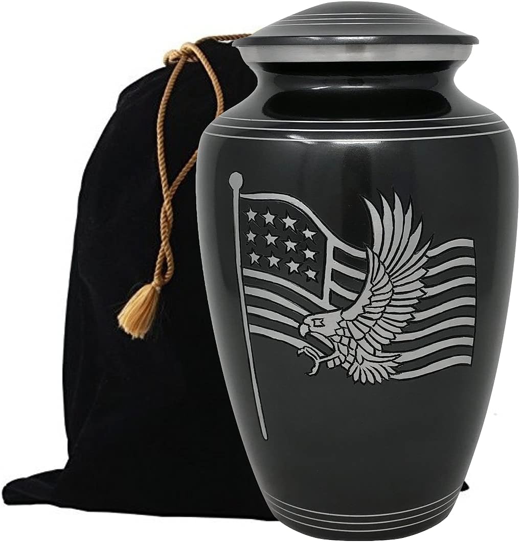 American Honor and Glory Cremation Urn Handcrafted Metal Urn for Human Ashes