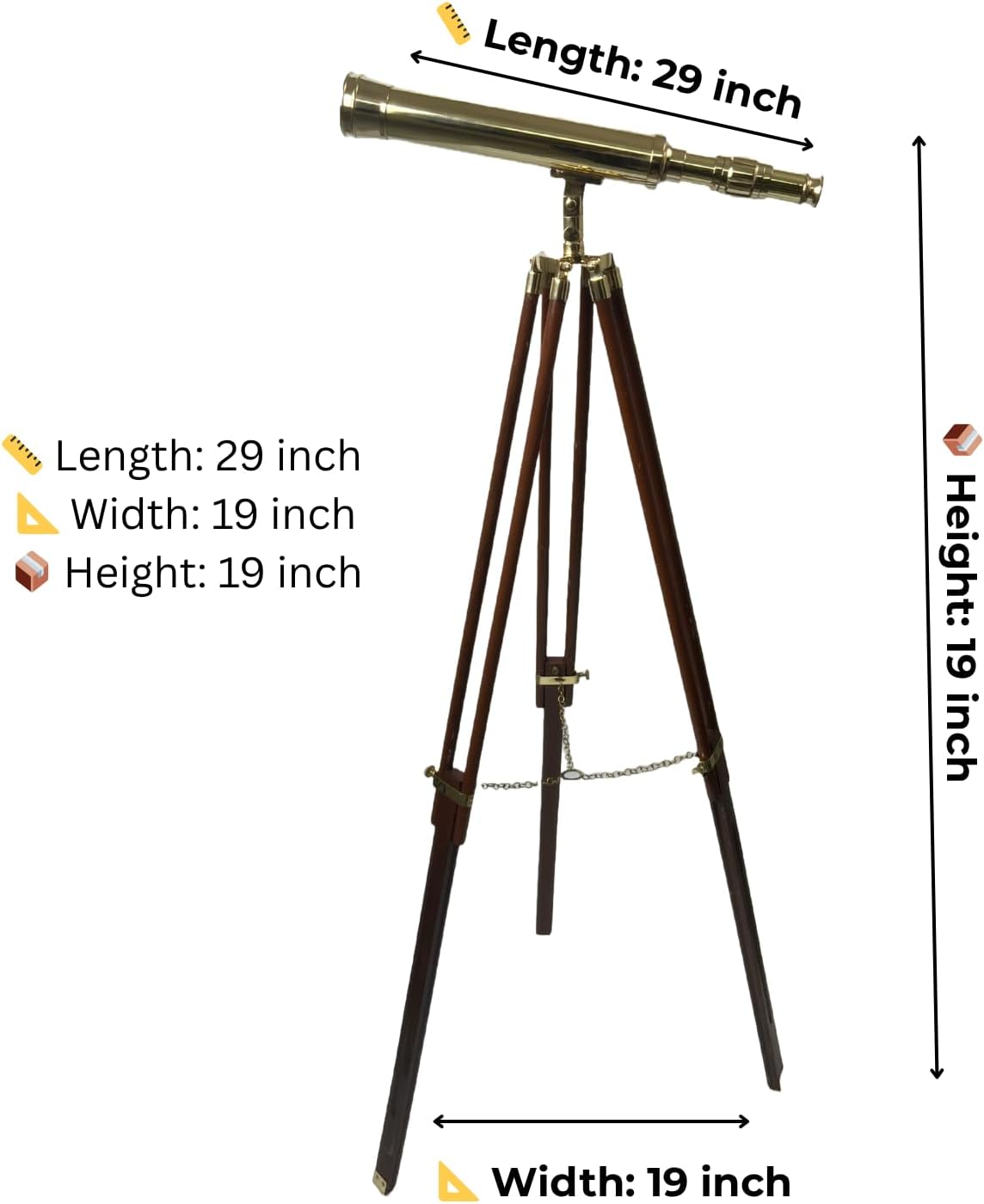 Heritage Lookout 18 Inch Brass Telescope with 10X Magnification and 37mm Lens