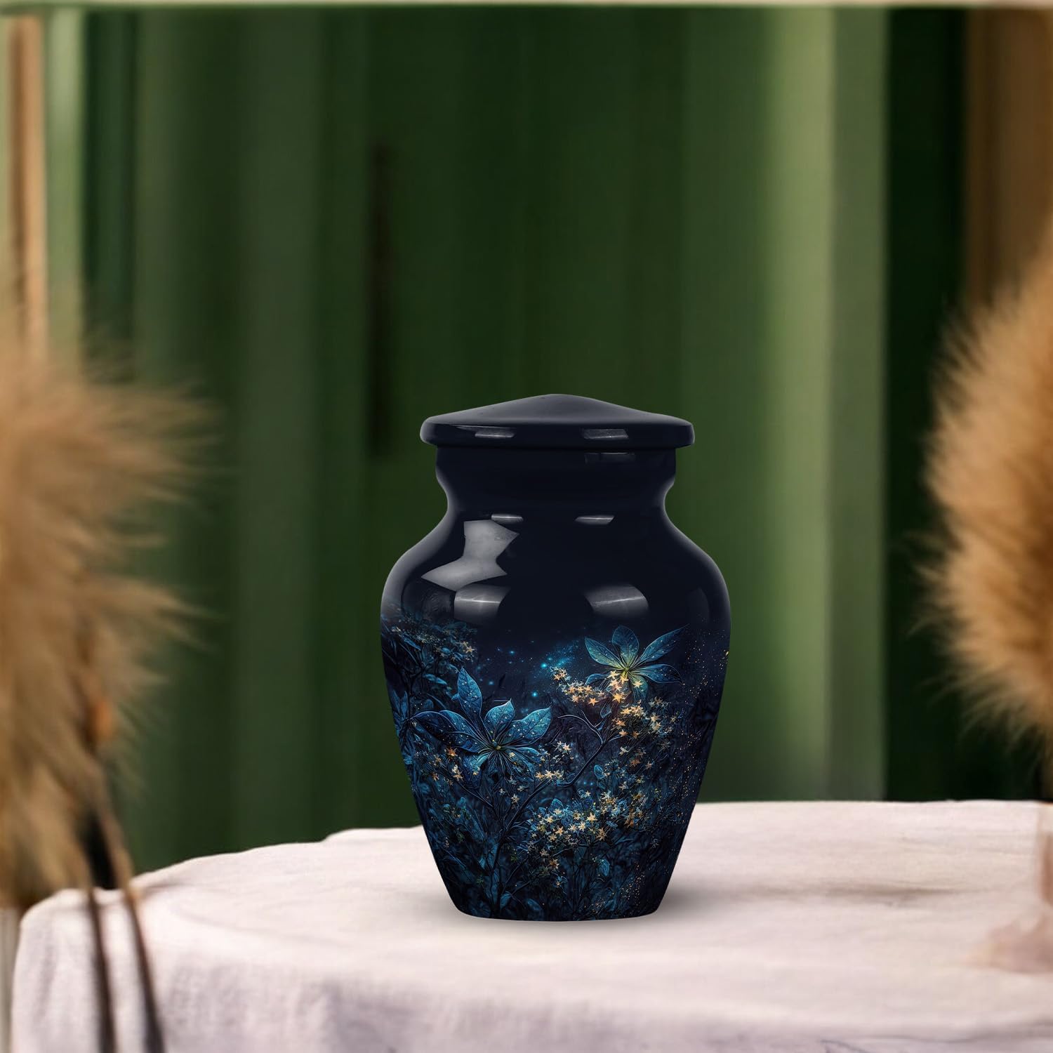 Blue Flowers Urns for Human Ashes Small Keepsake Urn 3 Inch Cremation Urn