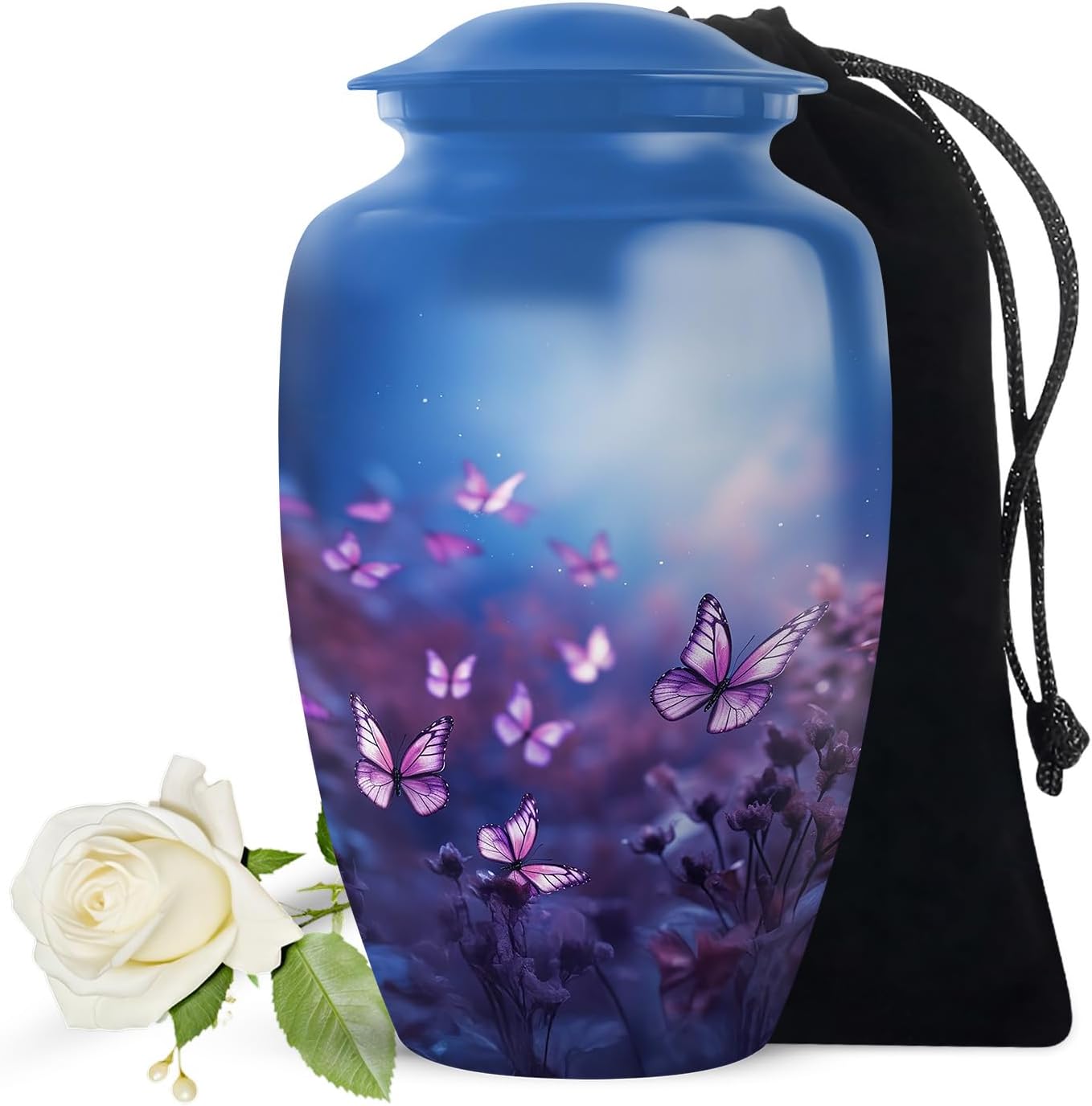 YATSKIA Purple Butterfly Urn - Decorative Cremation Urn for Human Ashes