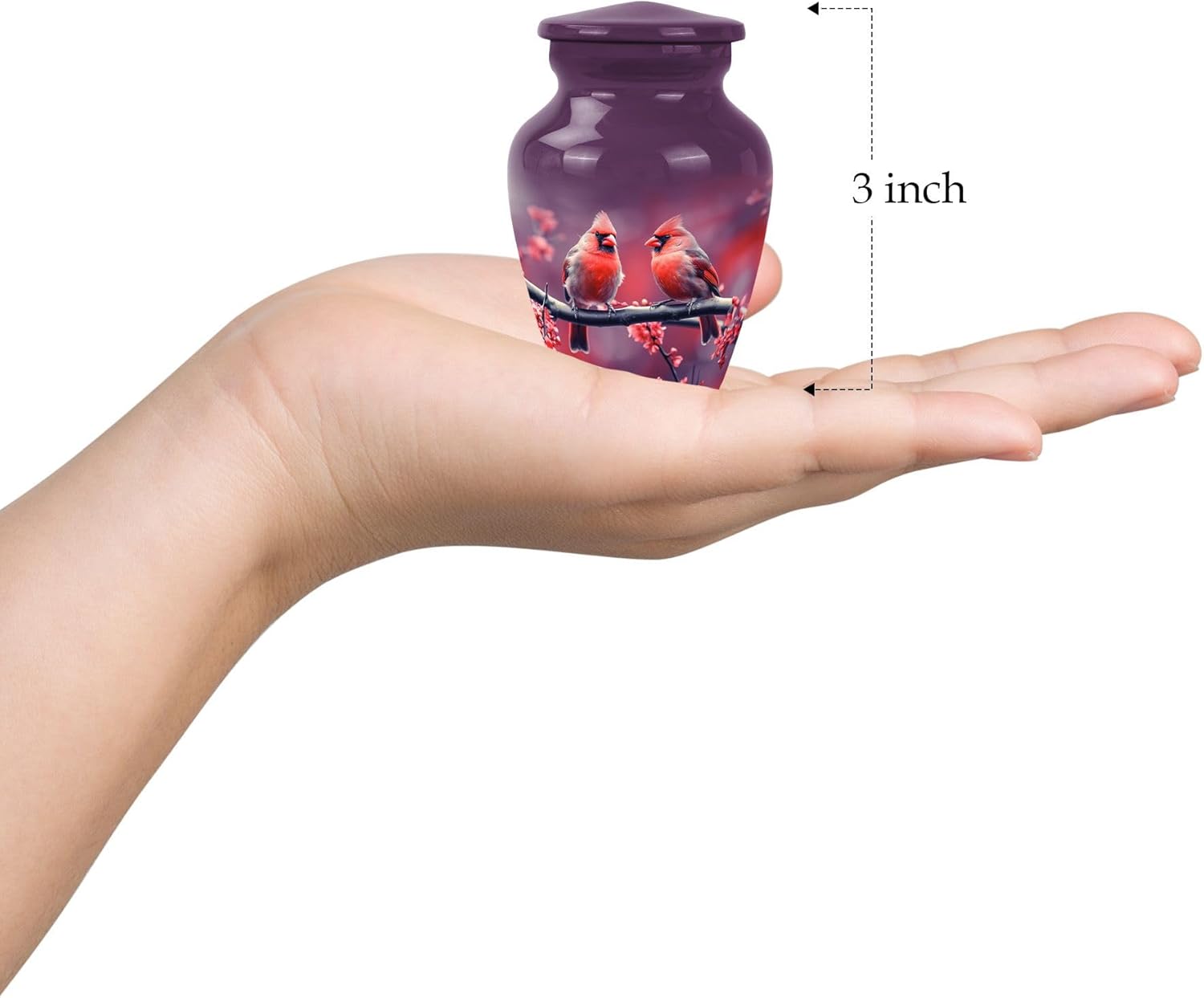 Cardinal Decorative Urns Set of 4 - Black Ash Urns for Cremation