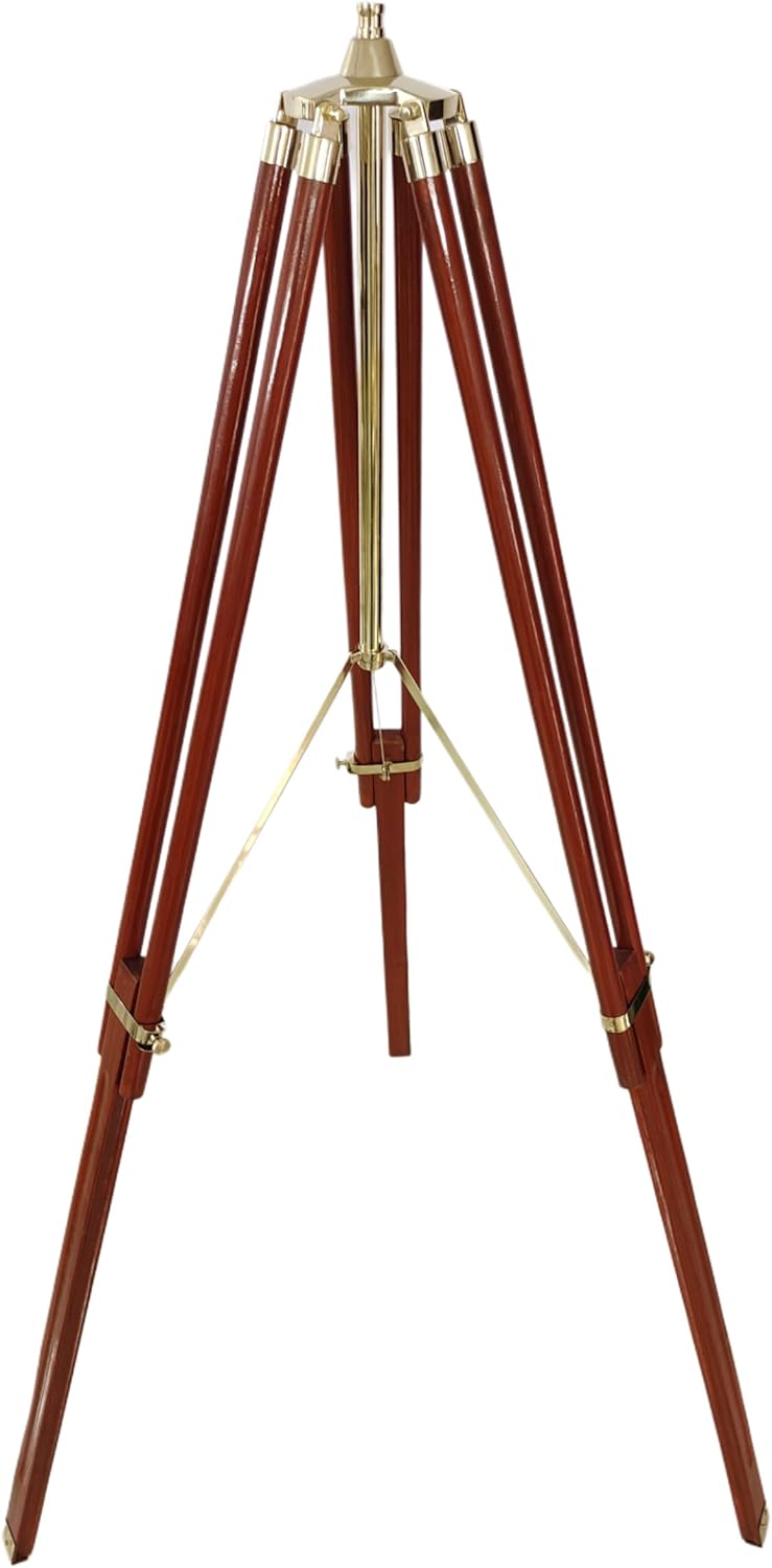 Vintage Antique Telescope with Brass Finish and Wooden Tripod