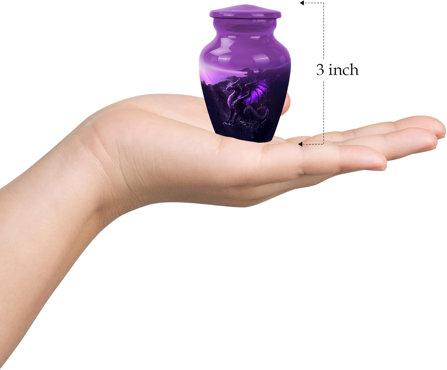 Purple Dragon Keepsake Urns Mini Urn for Human Ashes 3 Inch Size Set of 1