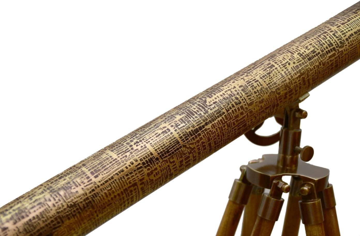 Vintage Double Barrel Telescope Spyglass with Brass and Teak